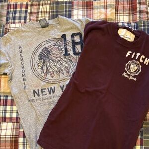 Abercrombie & Fitch Men’s Long Sleeve Tees - Gray & Burgundy
